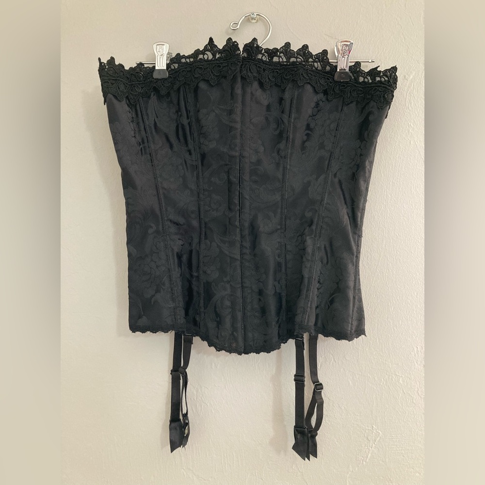 Frederick’s of Hollywood black jacquard corset